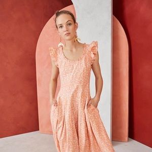 Ulla Johnson Camille Blush Batik Midi Dress